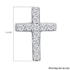 NY Close Out- CZ Cross Earrings (with Push Back) in Rhodium Overlay Sterling Silver