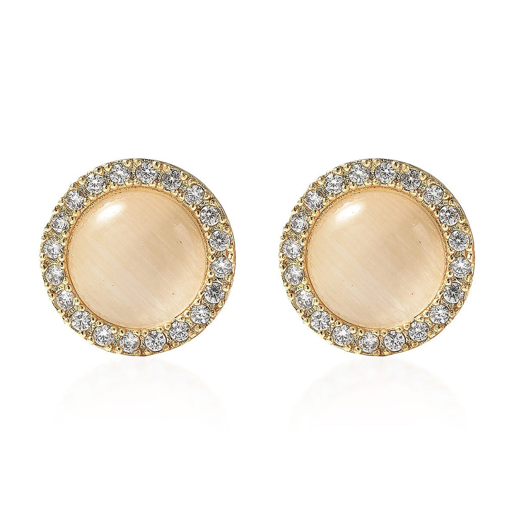 Simulated Diamond Earrings in Yellow Gold Tone 4.05 Ct.