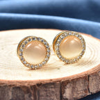 Simulated Diamond Earrings in Yellow Gold Tone 4.05 Ct.