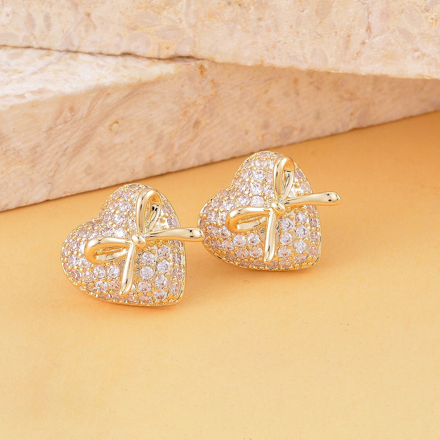 Simulated Diamond Earrings  in Yellow Gold Tone 7303302 1