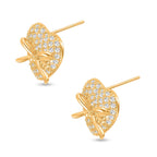 Simulated Diamond Heart Earrings with Push Back in Yellow Gold Tone