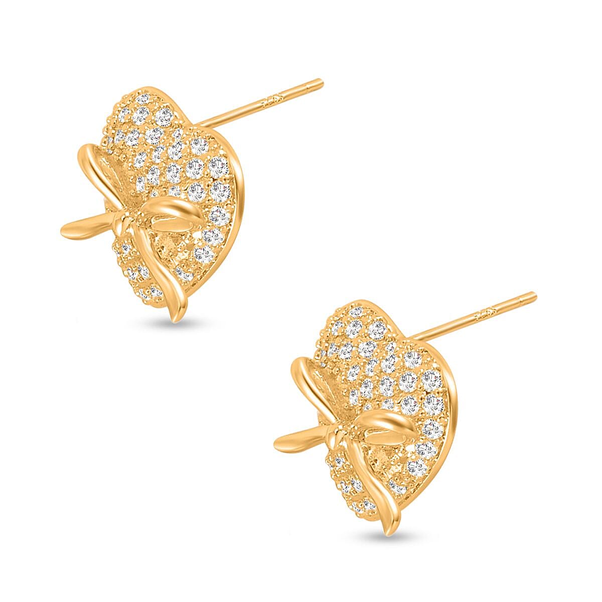 Simulated Diamond Earrings  in Yellow Gold Tone 7303302 3