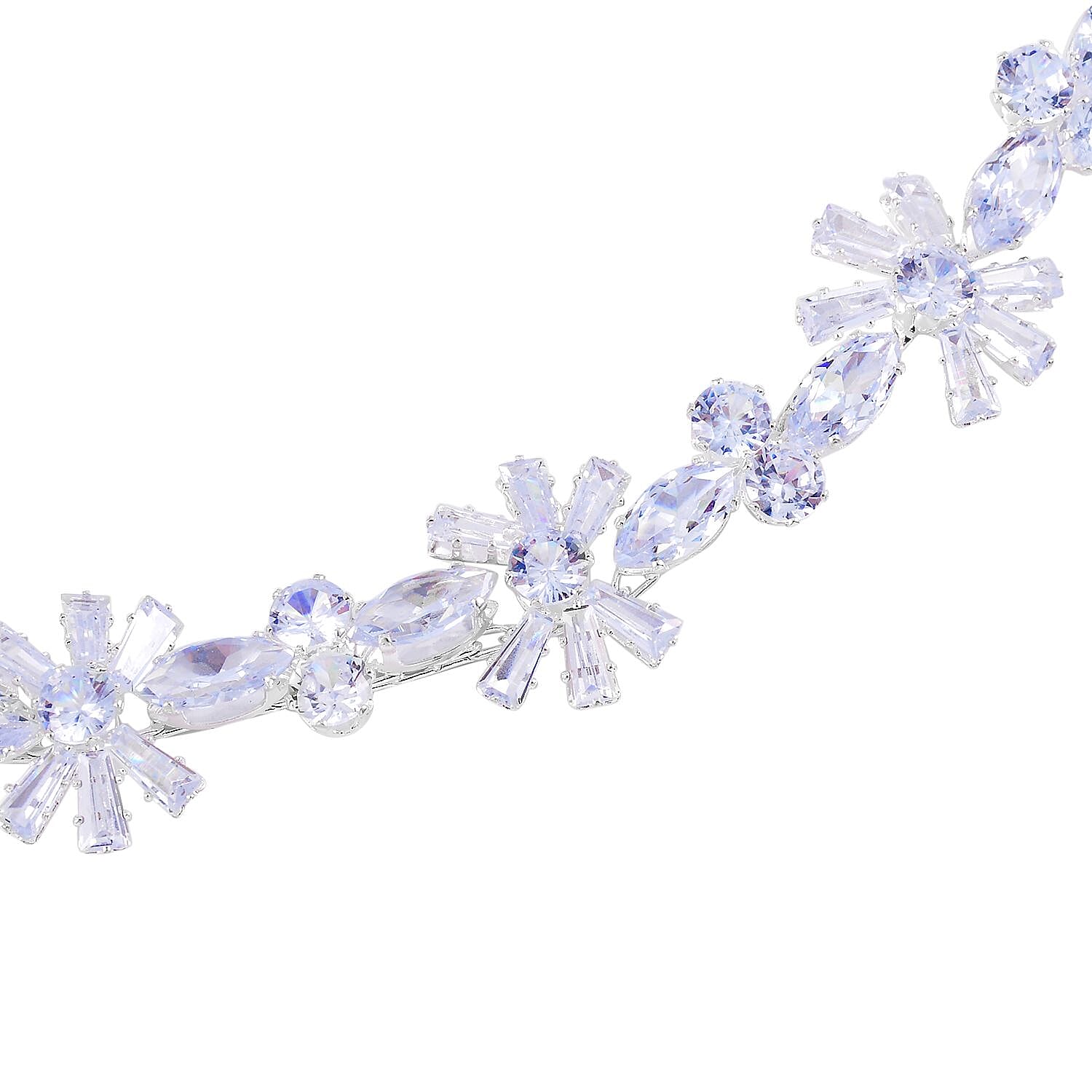 Cubic Zirconia Floral Necklace (Size - 20) in Silver Tone 7326512 2
