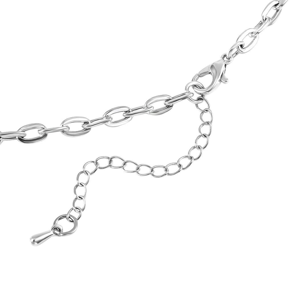 Cubic Zirconia Floral Necklace (Size - 20) in Silver Tone