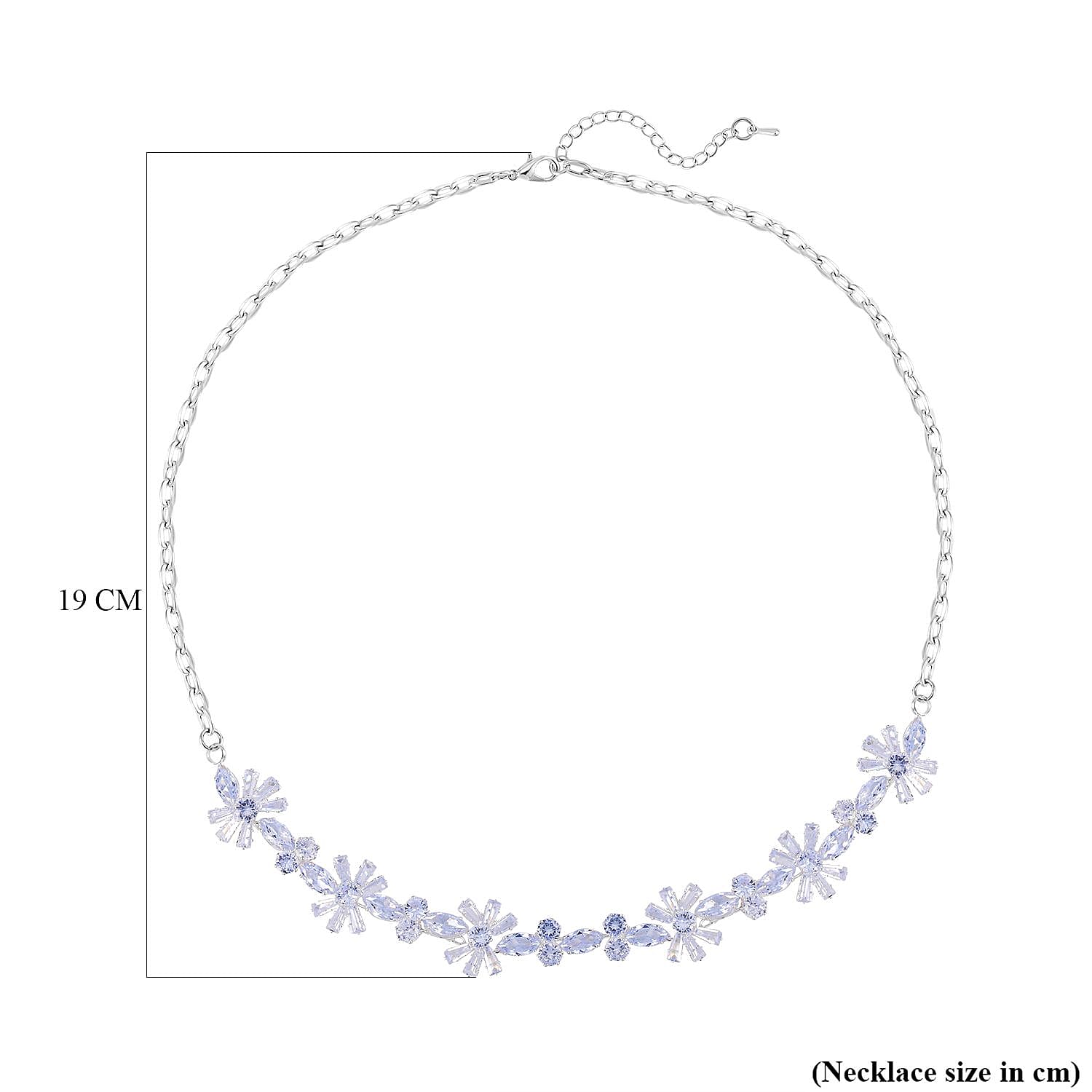 Cubic Zirconia Floral Necklace (Size - 20) in Silver Tone 7326512 4