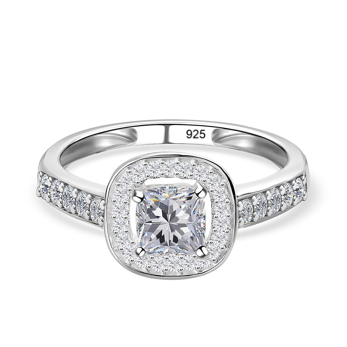 NY Close Out - Simulated Diamond Halo Ring in Sterling Silver 7263137 6