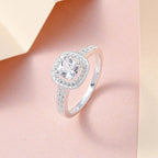 NY Close Out - Simulated Diamond Halo Ring in Sterling Silver