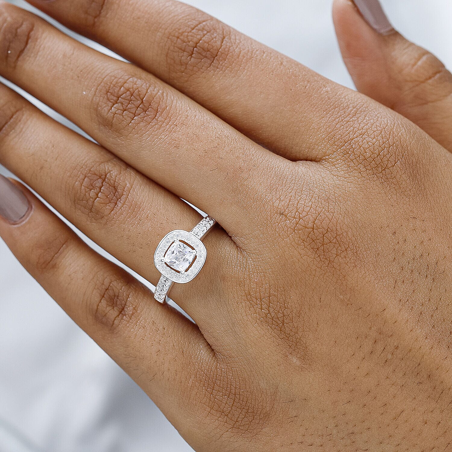 NY Close Out - Simulated Diamond Halo Ring in Sterling Silver 7263137 8