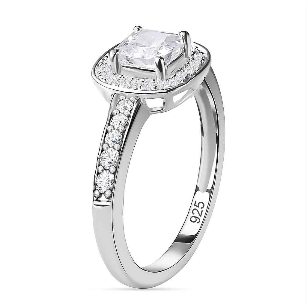 NY Close Out - Simulated Diamond Halo Ring in Sterling Silver