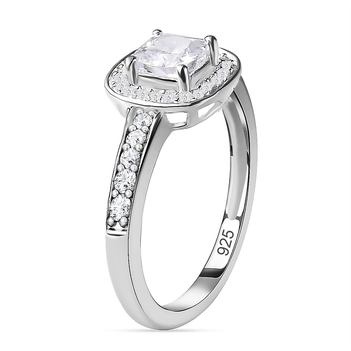 NY Close Out - Simulated Diamond Halo Ring in Sterling Silver 7263137 9