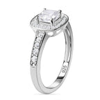 NY Close Out - Simulated Diamond Halo Ring in Sterling Silver