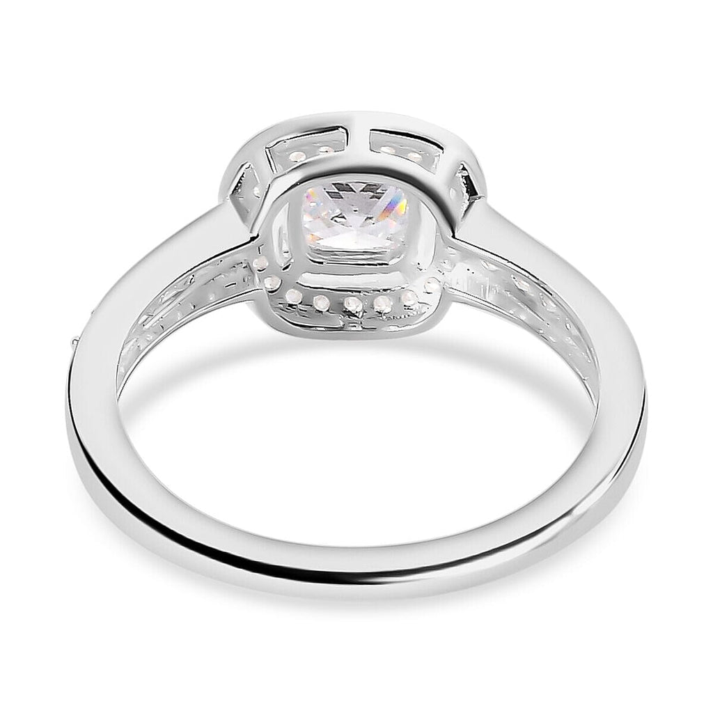 NY Close Out - Simulated Diamond Halo Ring in Sterling Silver