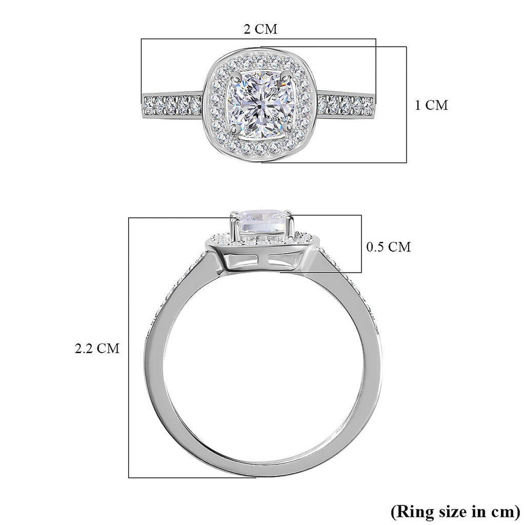 NY Close Out - Simulated Diamond Halo Ring in Sterling Silver