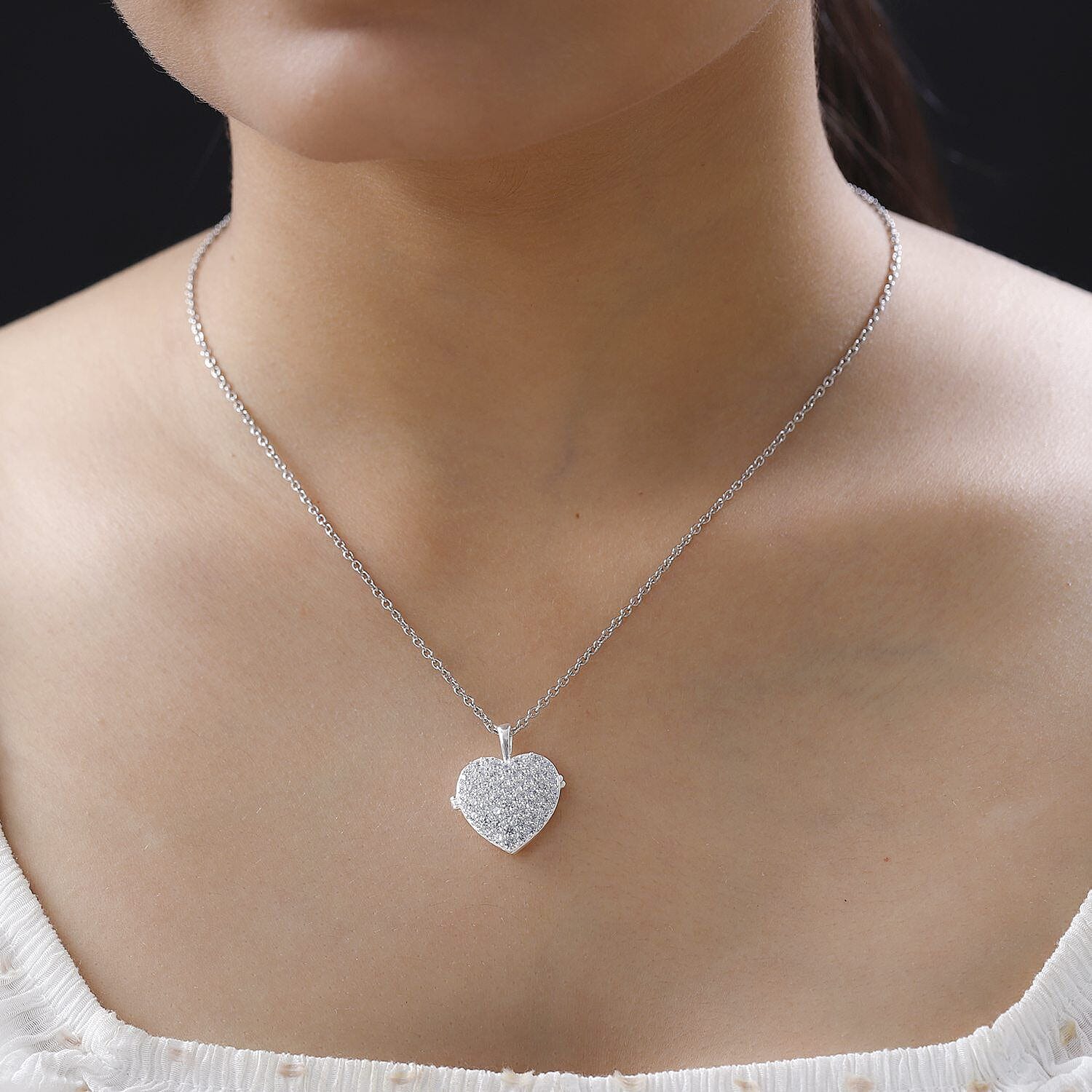 Cubic Zirconia Heart Pendant with Chain (Size 20) 4401627 2