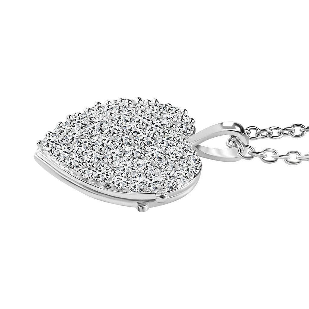 Cubic Zirconia Heart Pendant with Chain (Size 20)