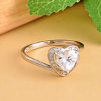Simulated Diamond Heart Ring in Rhodium Overlay Sterling Silver
