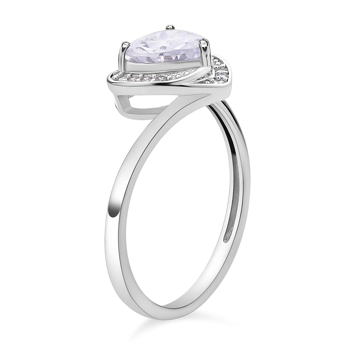Simulated Diamond Heart Ring in Rhodium Overlay Sterling Silver 7279553 3