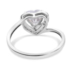 Simulated Diamond Heart Ring in Rhodium Overlay Sterling Silver