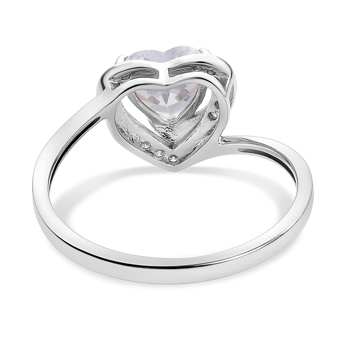 Simulated Diamond Heart Ring in Rhodium Overlay Sterling Silver 7279553 4