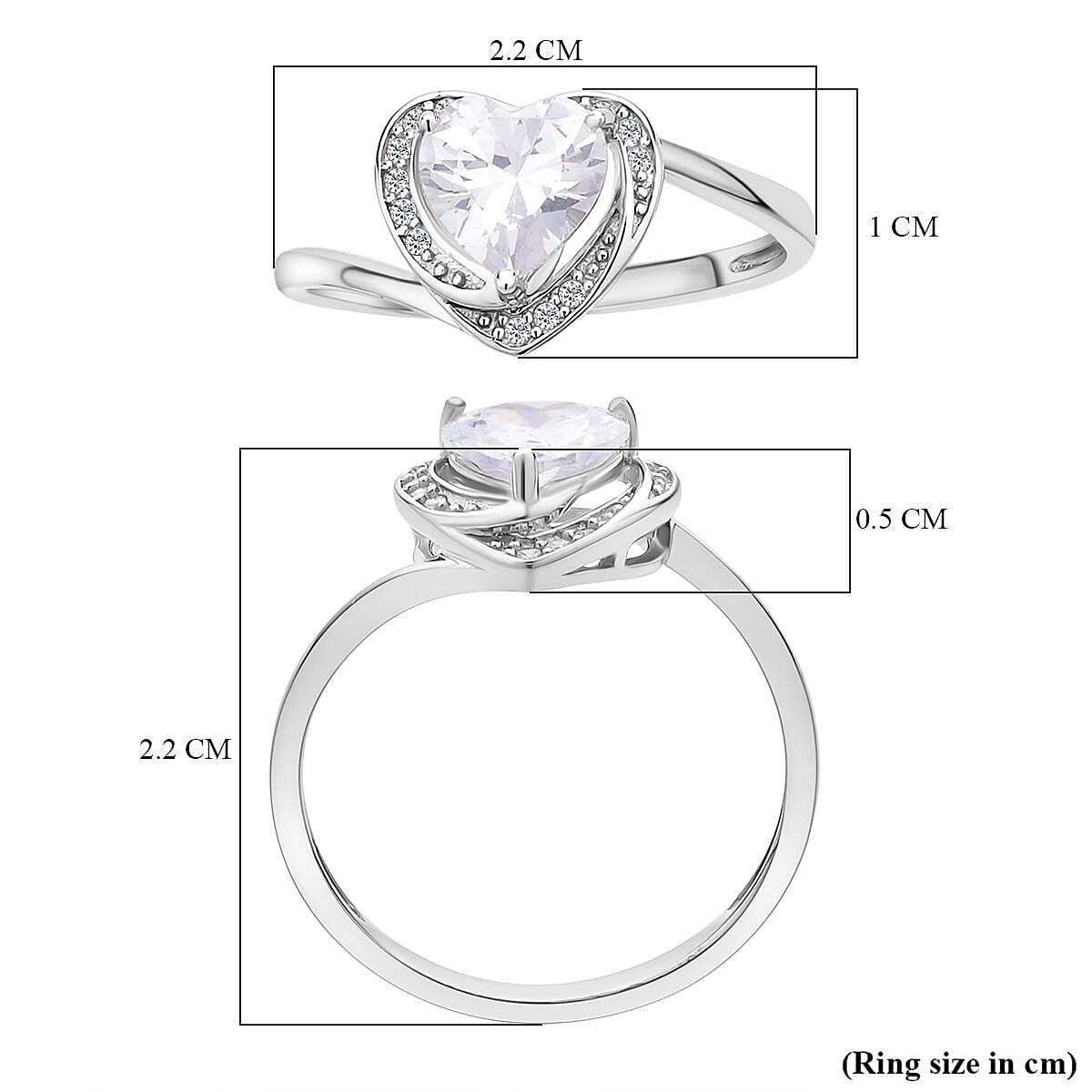 Simulated Diamond Heart Ring in Rhodium Overlay Sterling Silver 7279553 5