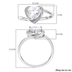 Simulated Diamond Heart Ring in Rhodium Overlay Sterling Silver