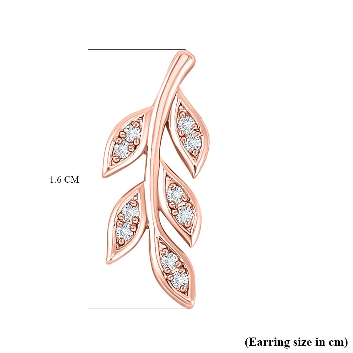 Simulated Diamond Leaf Earrings (with Push Back) in Rose Gold Tone 7325785 4