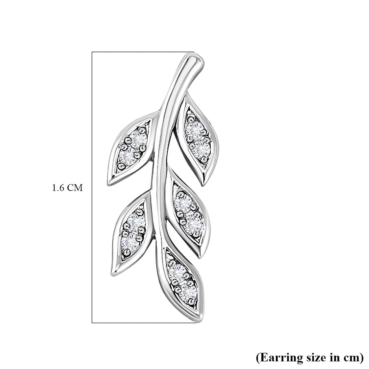 Simulated Diamond Leaf Earrings in Silver Tone 7325779 5
