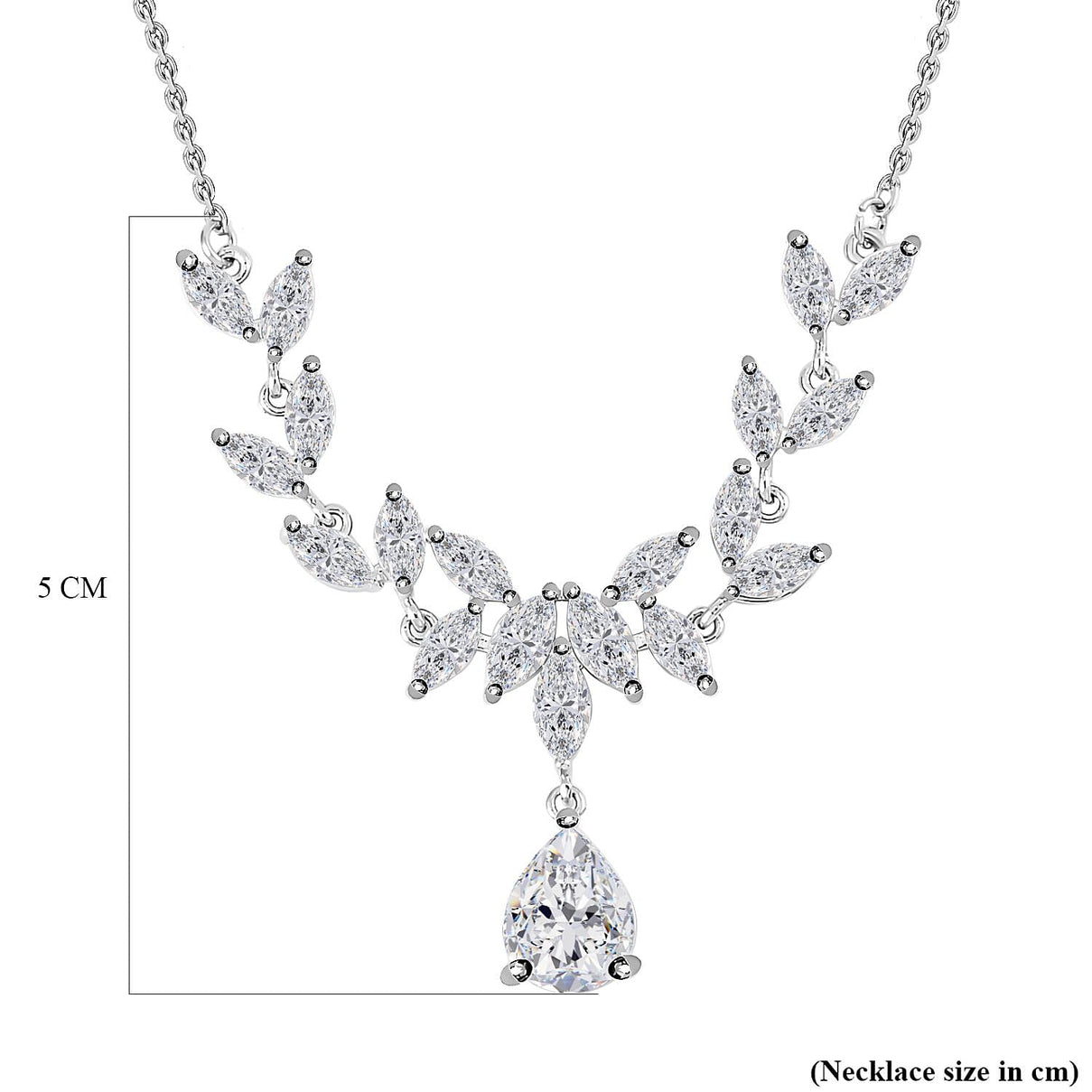 Simulated Diamond Leaf Necklace (Size - 20-1 Inch Ext.) in Silver Tone 7325631 4