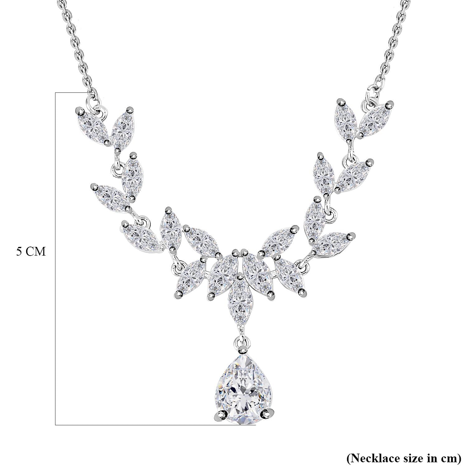 Simulated Diamond Leaf Necklace (Size - 20-1 Inch Ext.) in Silver Tone 7325631 4