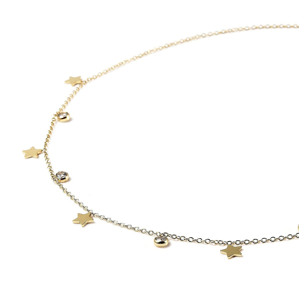 Simulated Diamond Necklace (Size - 16 with 2 inch Extender) in Yellow Gold Tone