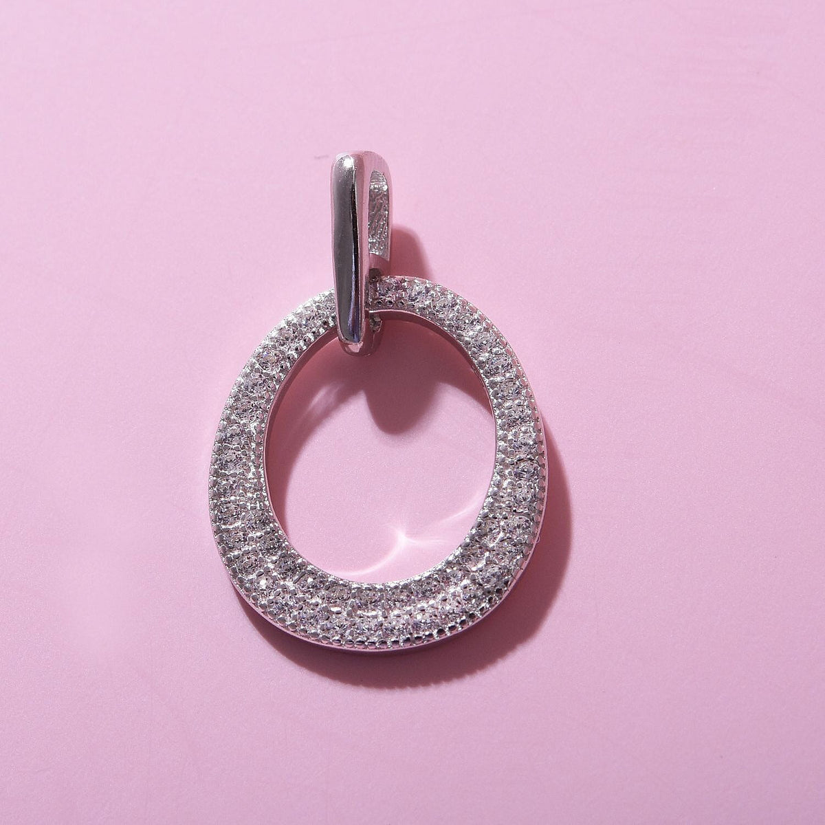 NY Closeout - Simulated Diamond Pendant in Rhodium Overlay Sterling Silver 7303432 3