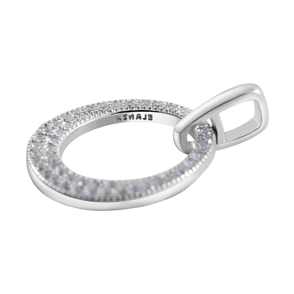 NY Closeout - Simulated Diamond Pendant in Rhodium Overlay Sterling Silver