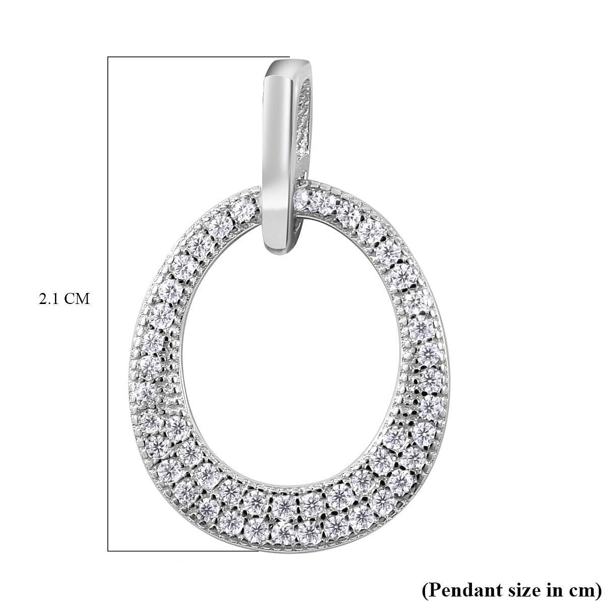 NY Closeout - Simulated Diamond Pendant in Rhodium Overlay Sterling Silver 7303432 6
