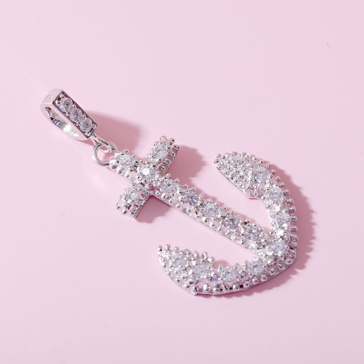 Simulated Diamond Anchor Pendant in Sterling Silver 7282519 3
