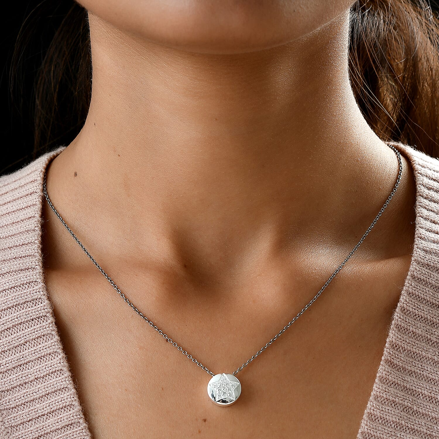 Simulated Diamond Pendant in Sterling Silver 7311381 2