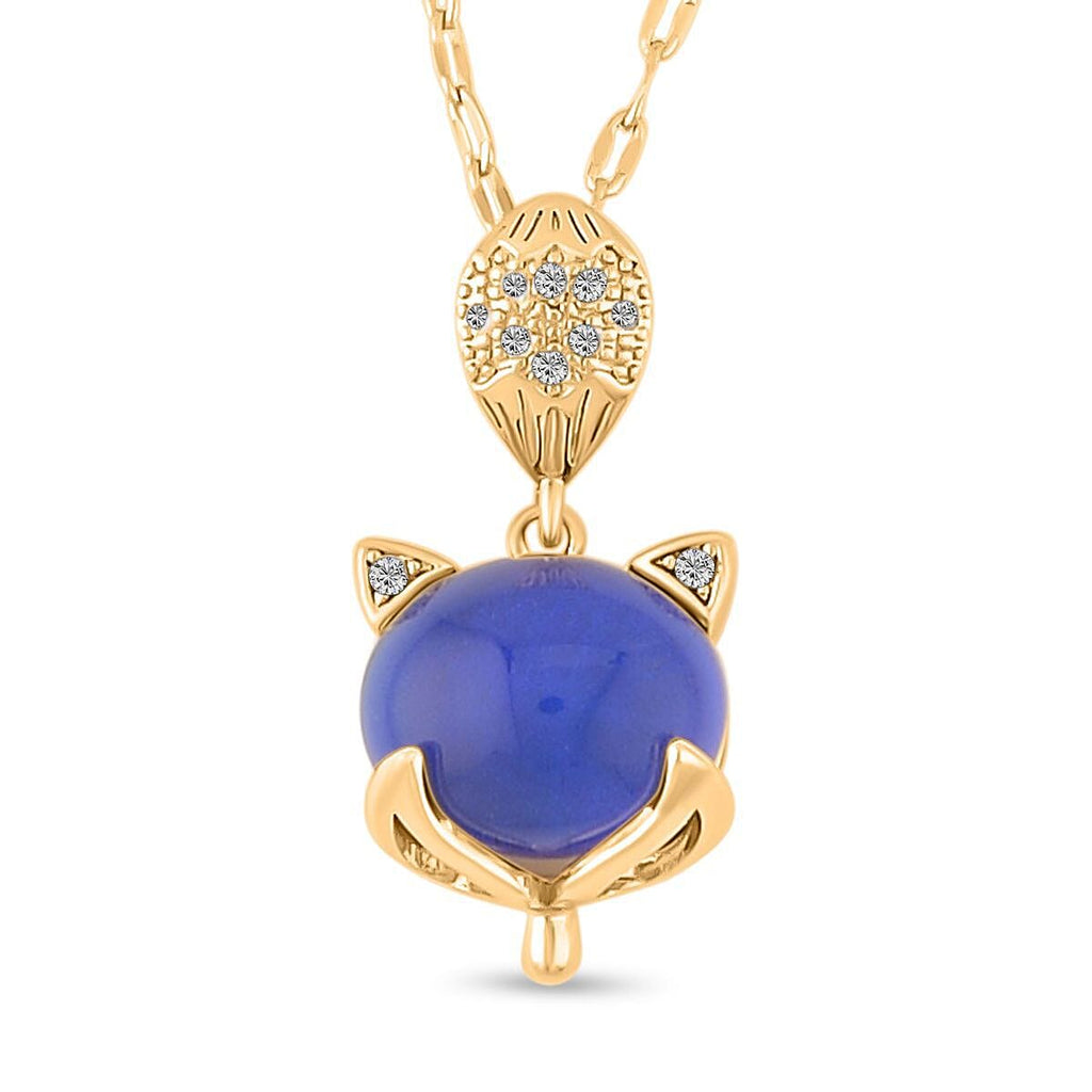 Simulated Diamond and Colour Change Stone Pendant with Chain (Size 20 with 2 Inch Extender) in Yellow Gold Tone 1.02 Ct.