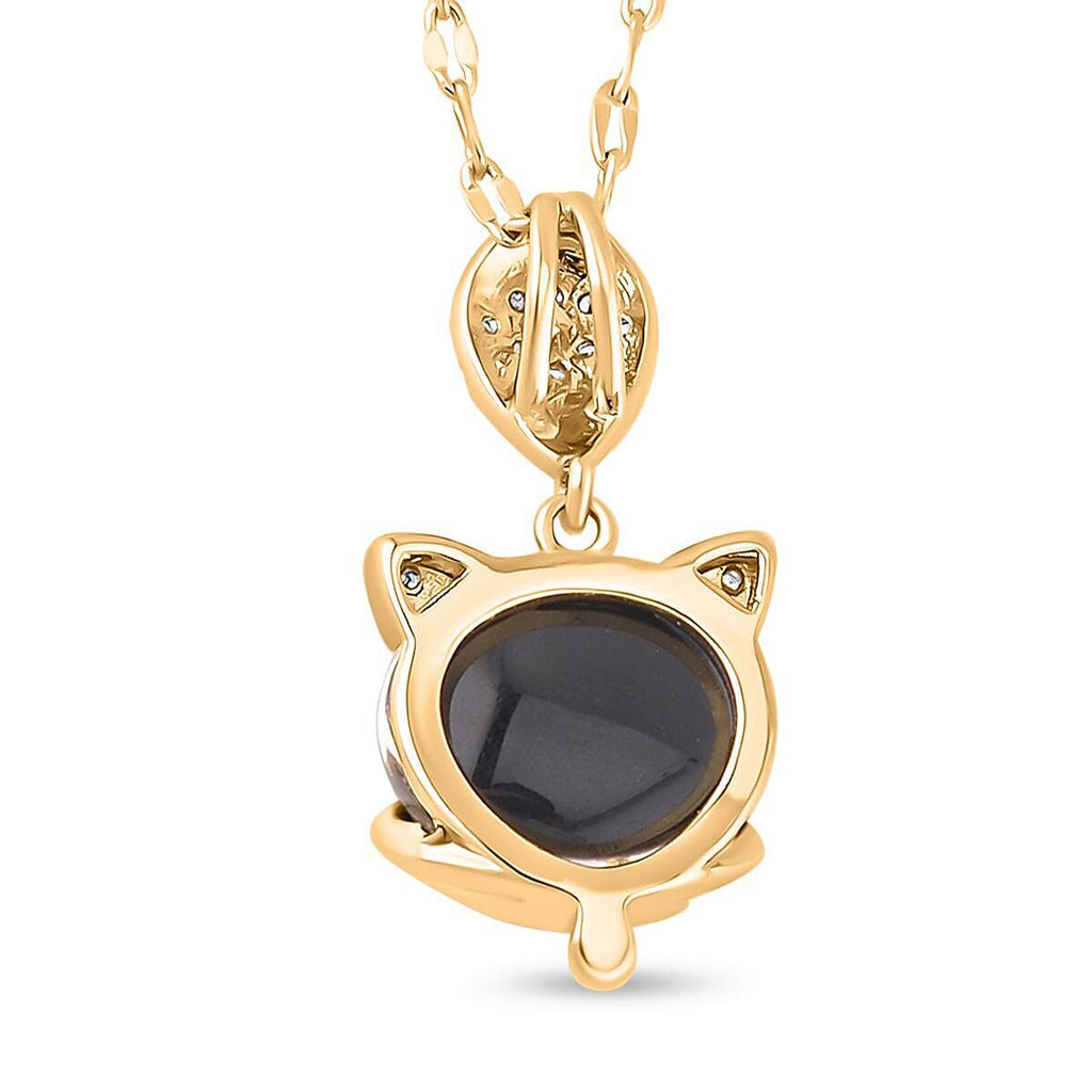 Simulated Diamond and Colour Change Stone Pendant with Chain (Size 20 with 2 Inch Extender) in Yellow Gold Tone 1.02 Ct.