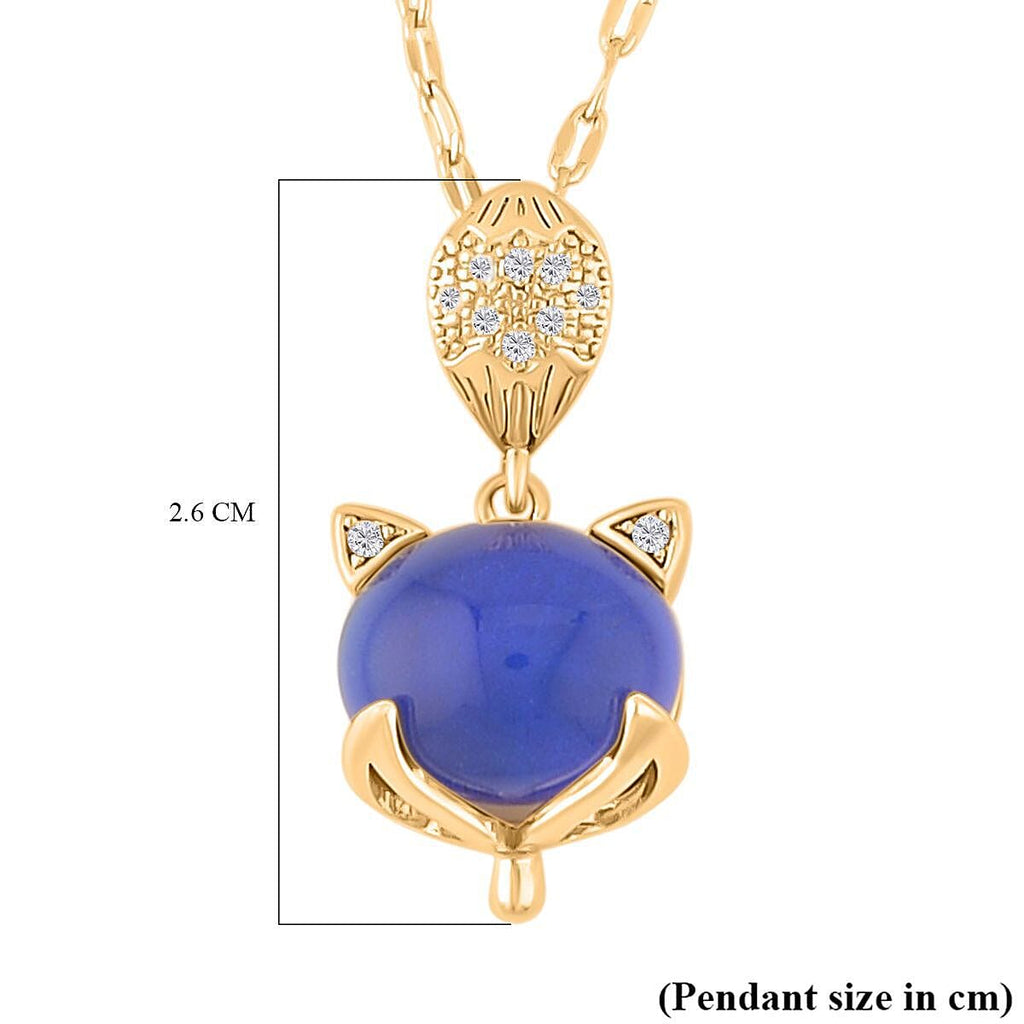 Simulated Diamond and Colour Change Stone Pendant with Chain (Size 20 with 2 Inch Extender) in Yellow Gold Tone 1.02 Ct.