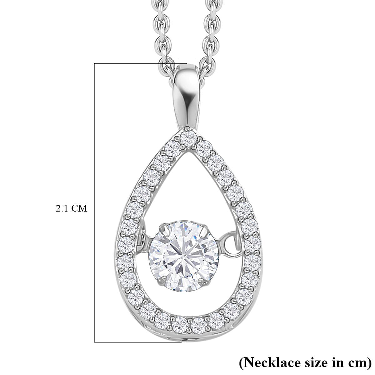 Simulated Diamond Pendant with Staninless Steel Chain (Size 20) in Rhodium Overlay Sterling Silver 4117927 6