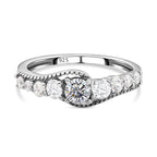 Simulated Diamond Ring in Platinum Overlay Sterling Silver