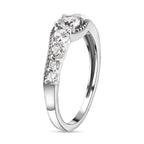 Simulated Diamond Ring in Platinum Overlay Sterling Silver