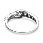 Simulated Diamond Ring in Platinum Overlay Sterling Silver