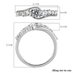 Simulated Diamond Ring in Platinum Overlay Sterling Silver