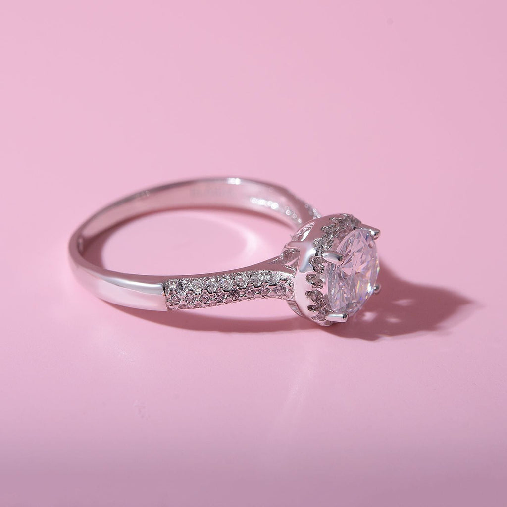 NY Close Out - Simulated Diamond Ring in Rhodium Overlay Sterling Silver