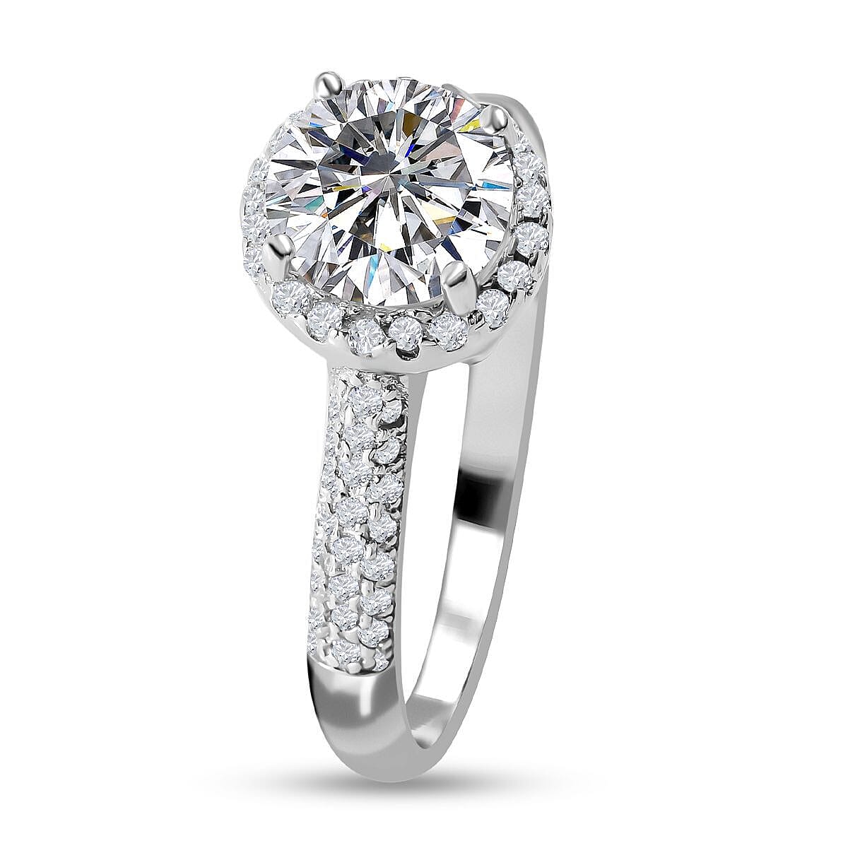 NY Close Out - Simulated Diamond Ring in Rhodium Overlay Sterling Silver 7282392 9