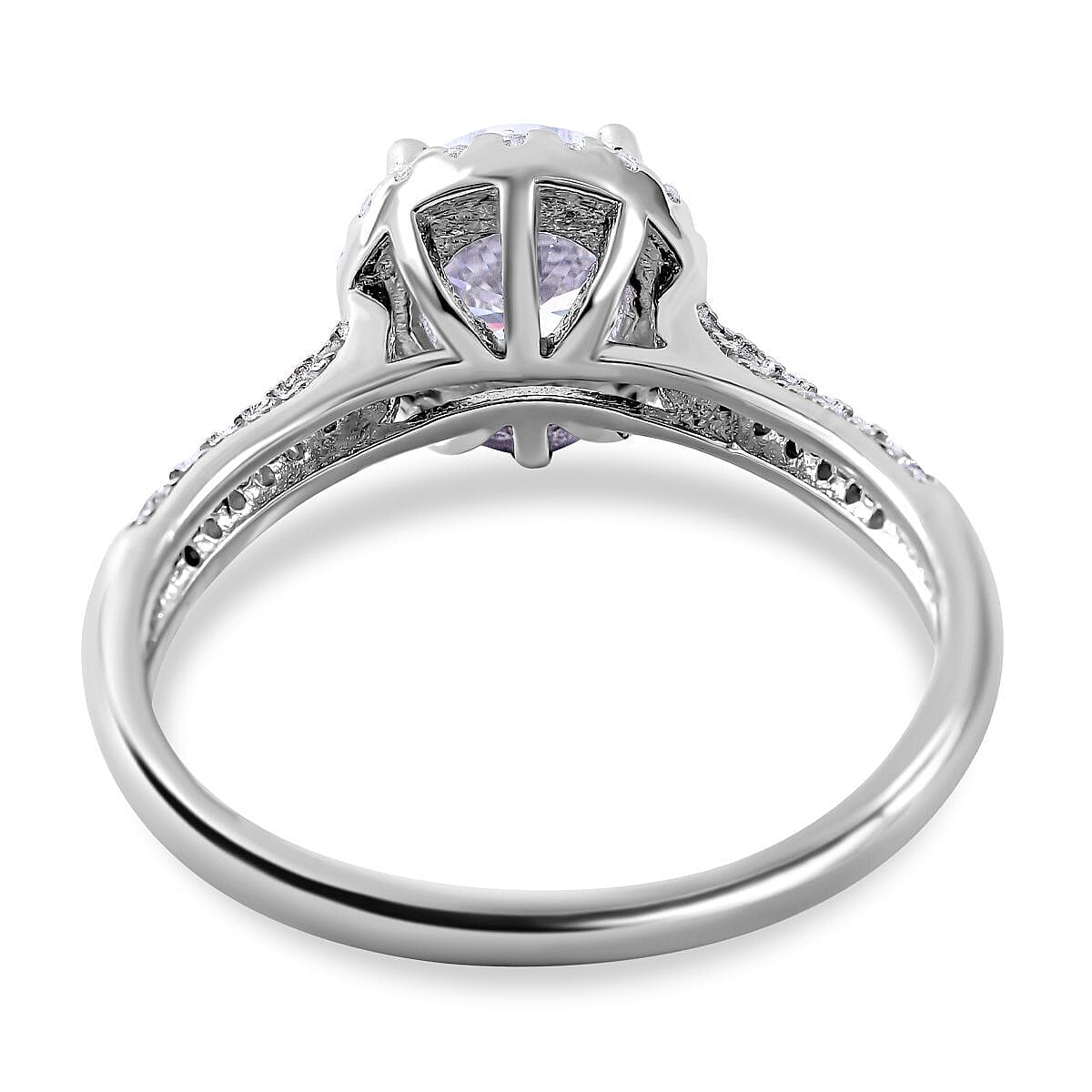 NY Close Out - Simulated Diamond Ring in Rhodium Overlay Sterling Silver 7282392 10