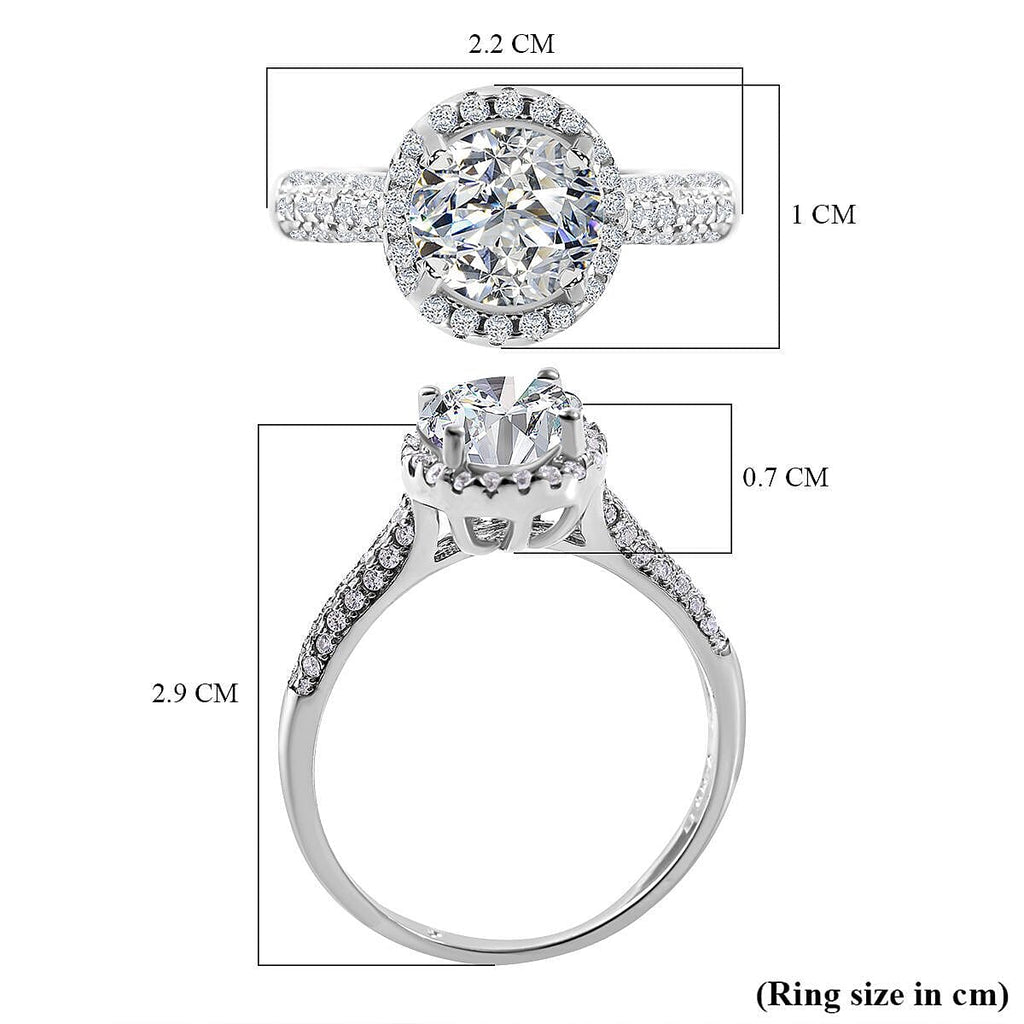 NY Close Out - Simulated Diamond Ring in Rhodium Overlay Sterling Silver