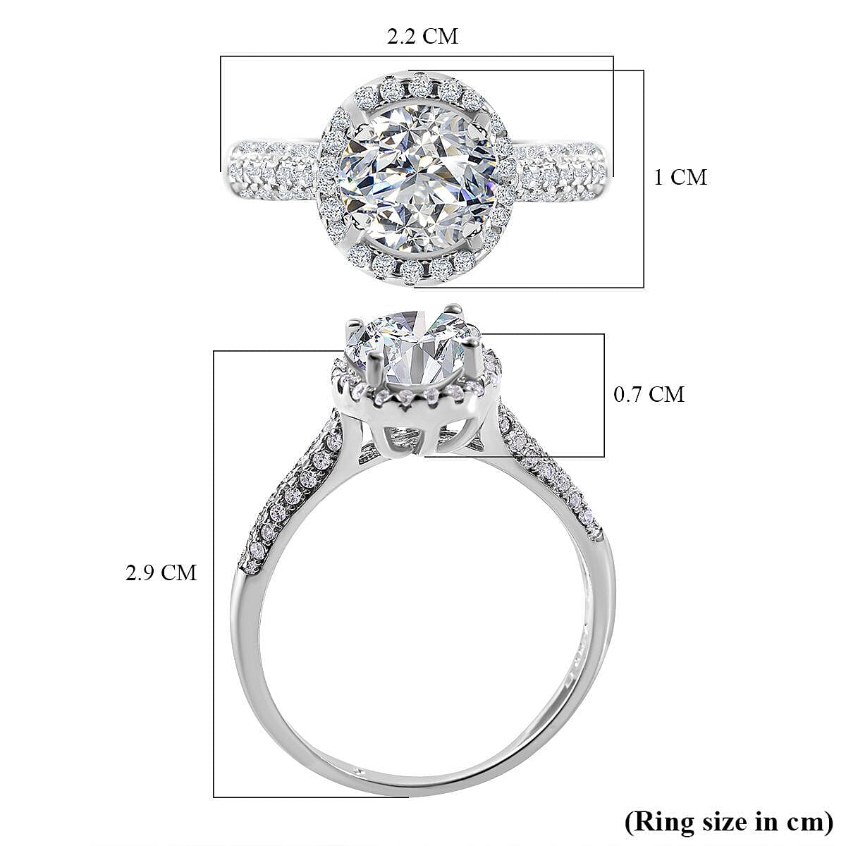 NY Close Out - Simulated Diamond Ring in Rhodium Overlay Sterling Silver 7282392 11