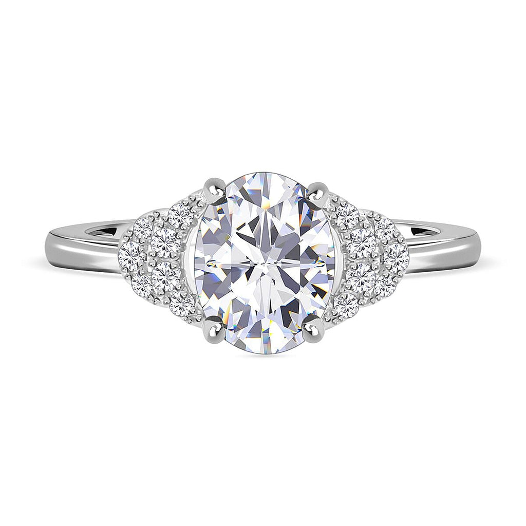 Simulated Diamond Ring in Rhodium Overlay Sterling Silver