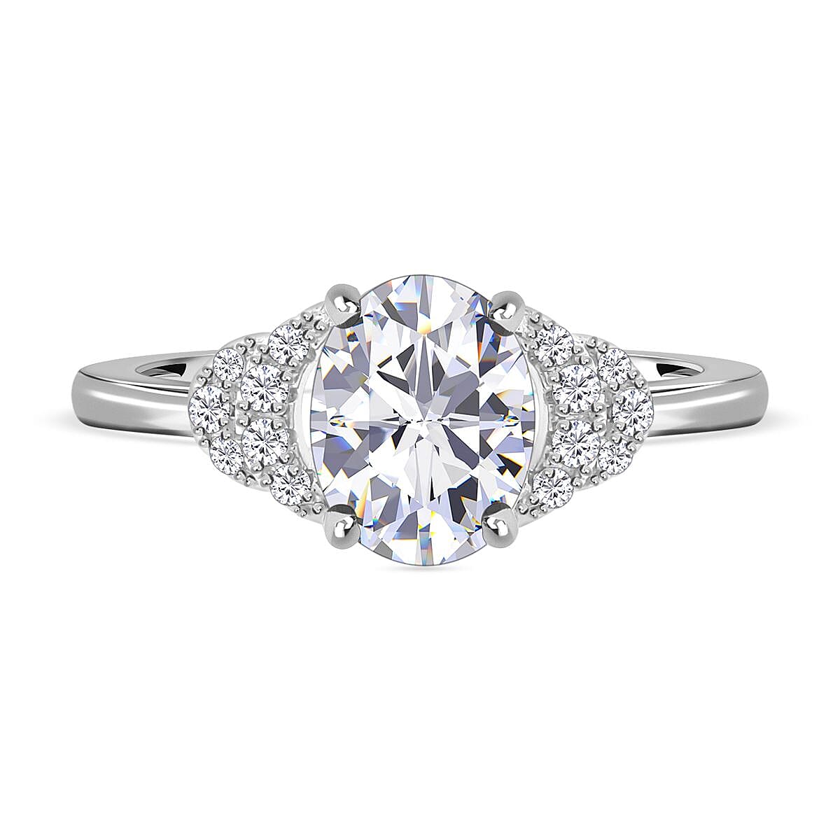 Simulated Diamond Ring in Rhodium Overlay Sterling Silver 7303313 0